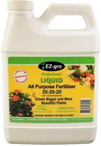 ez-gro 20 20 20 fertilizer – all purpose liquid plant food – lawn, flower, herb, vegetables – best way to grow green plants – garden-growing miracle nutrients – 1 qt / 32 fl oz / 946 ml
