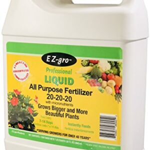 EZ-gro 20 20 20 Fertilizer - All Purpose Liquid Plant Food - Lawn, Flower, Herb, Vegetables - Best Way to Grow Green Plants - Garden-Growing Miracle Nutrients - 1 Qt / 32 fl oz / 946 mL