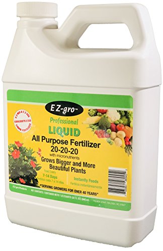 EZ-gro 20 20 20 Fertilizer - All Purpose Liquid Plant Food - Lawn, Flower, Herb, Vegetables - Best Way to Grow Green Plants - Garden-Growing Miracle Nutrients - 1 Qt / 32 fl oz / 946 mL