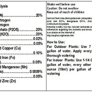 EZ-gro 20 20 20 Fertilizer - All Purpose Liquid Plant Food - Lawn, Flower, Herb, Vegetables - Best Way to Grow Green Plants - Garden-Growing Miracle Nutrients - 1 Qt / 32 fl oz / 946 mL