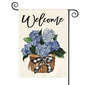 avoin colorlife hydrangea spring summer garden flag 12×18 inch double sided outside, floral welcome yard outdoor flag