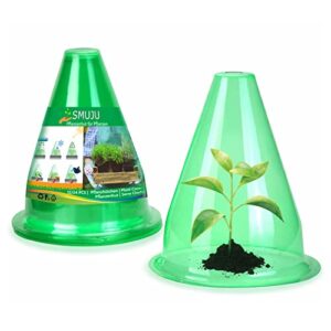 【24 pack】 garden cloches for plants, multifunctional plant cover plant protectors transparent bell jar cloches protection plants from birds, slugs, frost, freeze weather, 7.8″ d x 9.4″ h, green