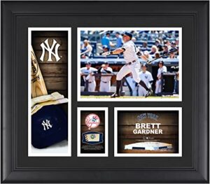 brett gardner new york yankees framed 15″ x 17″ player collage with a piece of game-used ball – mlb player plaques and collages