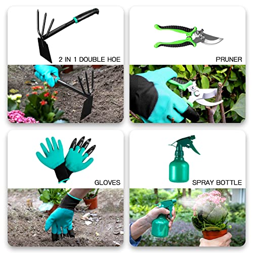 9 PCS Garden Tool Set Kids Gardening Tool Kit for Digging, Planting and Pruning, Gardening Hand Tools with Storage Bag, Ideal Garden Gifts for Men, Women and Any Gardener