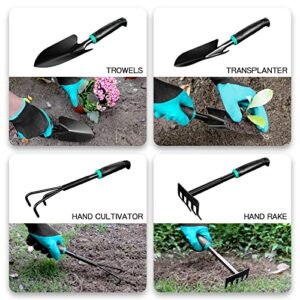 9 PCS Garden Tool Set Kids Gardening Tool Kit for Digging, Planting and Pruning, Gardening Hand Tools with Storage Bag, Ideal Garden Gifts for Men, Women and Any Gardener