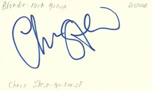 chris stein guitarist blondie rock band music signed index card jsa coa
