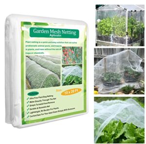 garden mesh netting, ultra fine 10×20 ft insect bug netting plant cover for protect vegetable crops fruits flowers, tomato protective cover, greenhouse row cover, bird netting, blueberry netting cover