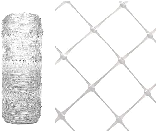 DL Wholesale VineLine Trellis Netting Garden Plant Plastic Trellis Net Roll for Climbing Plants Grow Support Fruits Vegetables, White, 4 ft x 100'