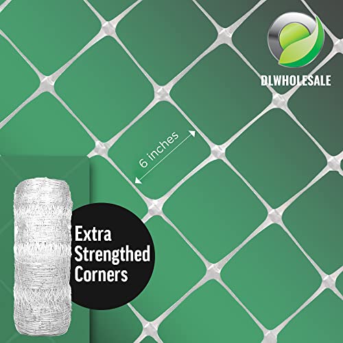 DL Wholesale VineLine Trellis Netting Garden Plant Plastic Trellis Net Roll for Climbing Plants Grow Support Fruits Vegetables, White, 4 ft x 100'