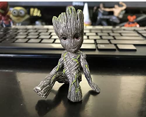 ZEshops Miniature Fairy Garden Sitting Groot Figurine PVC Statue Groot in for Kids Home Car Decor Gift