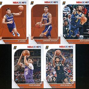 2019-20 Panini NBA Hoops Phoenix Suns Team Set of 9 Cards: Devin Booker(#149), Deandre Ayton(#150), Mikal Bridges(#153), Tyler Johnson(#155), Kelly Oubre Jr.(#156), Ricky Rubio(#189), Cameron Johnson(#208), Ty Jerome(#219), Charles Barkley(#281)