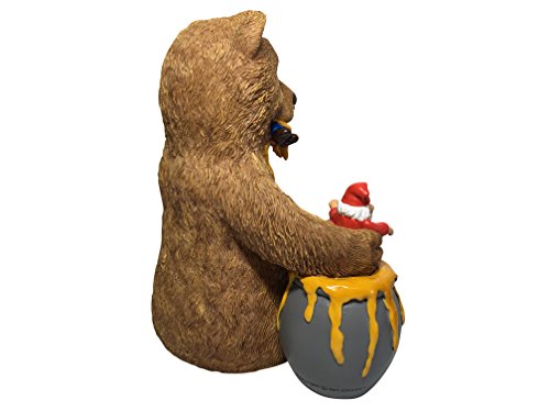 GlitZGlam Miniature Bear and Gnomes with Honey - A Garden Gnome Statue for Your Fairy Garden