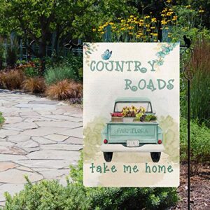 Gormcore Country Road Take me Home Garden Flag Spring Summer Garden Flag Vertical Double Sided Rustic Farmland Burlap Yard Lawn Outdoor Decor 12.5x18