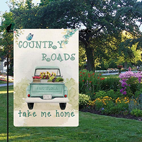 Gormcore Country Road Take me Home Garden Flag Spring Summer Garden Flag Vertical Double Sided Rustic Farmland Burlap Yard Lawn Outdoor Decor 12.5x18