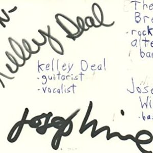 Kelley Deal Josephine Wiggs The Breeders Rock Band Signed Index Card JSA COA