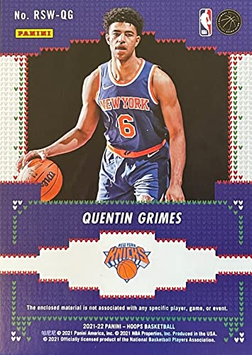 2021-22 Panini NBA Hoops QUENTIN GRIMES Sweater Patch ROOKIE Card RC - New York Knicks