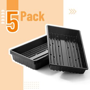 Mr. Pen- Plastic Growing Trays, 5 Pack, Black, Plant Tray, Seed Tray, Seedling Tray, Propagation Tray, Plant Trays for Seedlings, Planting Trays, Microgreens Growing Trays, Seedling Starter Trays