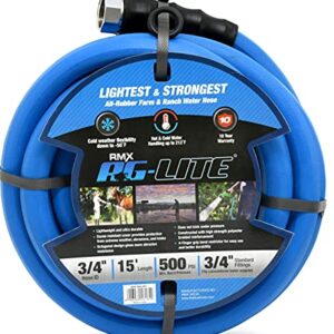 AG-LITE BSAL3415 3/4" x 15' Hot/Cold Water Rubber Garden Hose, 100% Rubber, Ultra-Light, Super Strong, 500 PSI, -50F to 190F Degrees, High Strength Polyester Braided