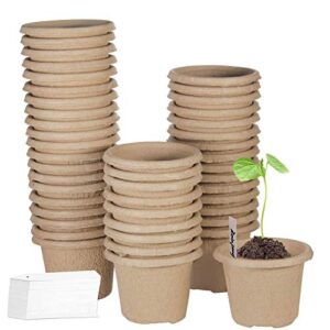 zoutog seed starter trays, 4 inch round biodegradable peat pots, for your garden, greenhouse or nursery, 60 packs, bonus 60 plant labels