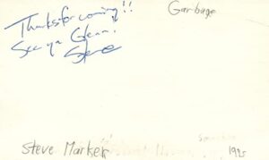 steve marker guitarist garbage rock band music signed index card jsa coa