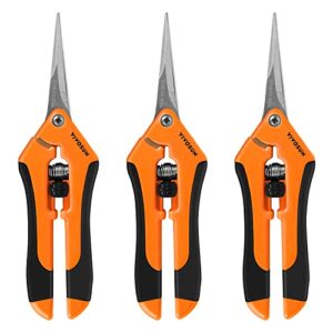 vivosun 6.5 inch gardening scissors hand pruner pruning shear with straight stainless steel blades orange 2-pack