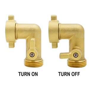 HYDRO MASTER Heavy Duty Brass Shut Off Valve,Garden Hose Elbow Connector,3/4" FHT x 3/4" MHT (90)