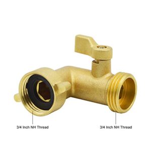 HYDRO MASTER Heavy Duty Brass Shut Off Valve,Garden Hose Elbow Connector,3/4" FHT x 3/4" MHT (90)