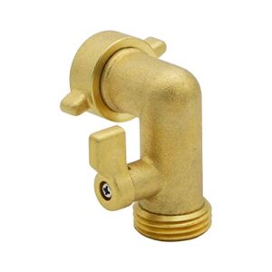 HYDRO MASTER Heavy Duty Brass Shut Off Valve,Garden Hose Elbow Connector,3/4" FHT x 3/4" MHT (90)