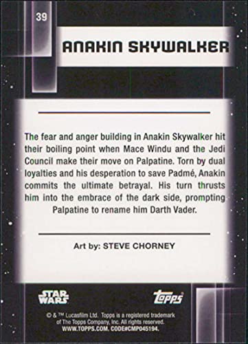 2021 Topps Chrome Star Wars Galaxy #39 Anakin Skywalker Steve Chorney Star Wars Card