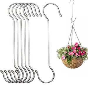 lchkrep 6 pack extra large heavy duty long outdoor plant hanging s hooks – for baskets, bird feeders, wind chimes, garden ornaments,pergola,closet,flower basket,indoor outdoor uses (12 inch)…