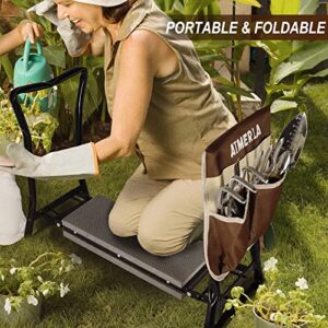 Aimerla Foldable Garden Kneeler Seat Heavy Duty {Soft Thick Kneeling Pad} Durable Garden Stool - 2 large Capacity Garden Tool Bags with Pockets - Portable Garden Bench for Indoor and Outdoor Gardening