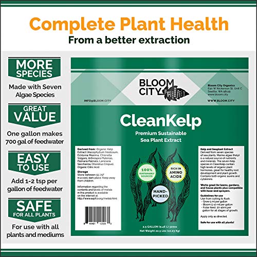 Organic Liquid Seaweed and Kelp Fertilizer Supplement by Bloom City Gallon, (128 oz) Concentrated Makes 750 Gallons