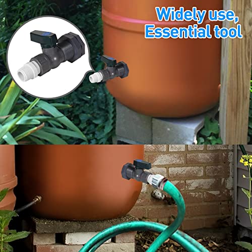 2 Pack Rain Barrel Spigot Kit - Suswillhit Water Barrel PVC Garden Diverter Kit with Bulkhead Fitting Hose Faucet Adapter and Thread Seal Tape for Water Tanks, Aquariums, Tubs, Pool, Garden Barrel