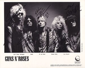guns n’ roses full rock band reprint signed promo photo rp axl rose slash