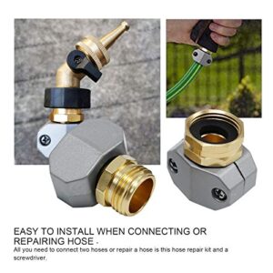 Garden Hose Repair Fittings Aluminum Water Hose Ends Male and Female Hose Connector with Zinc Clamp Fit for All 5/8" and 3/4" Garden Hose, Pack of 3