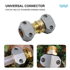 Garden Hose Repair Fittings Aluminum Water Hose Ends Male and Female Hose Connector with Zinc Clamp Fit for All 5/8" and 3/4" Garden Hose, Pack of 3