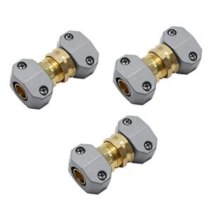 Garden Hose Repair Fittings Aluminum Water Hose Ends Male and Female Hose Connector with Zinc Clamp Fit for All 5/8" and 3/4" Garden Hose, Pack of 3