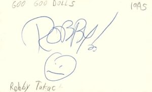 robby takac bassist vocalist goo goo dolls rock band signed index card jsa coa