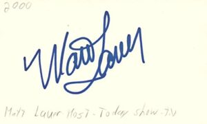 matt lauer tv host today show movie autographed signed index card jsa coa
