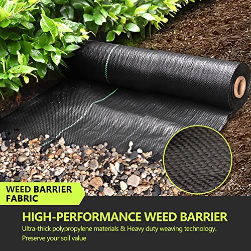 Landscape Fabric Weed Barrier, Heavy Duty Ground Cover Weed Barrier for Garden, Weed Blocker Fabric Control for Raised Beds, Weed Cloth Mulch for Landscaping, Garden Beds 4x50FT