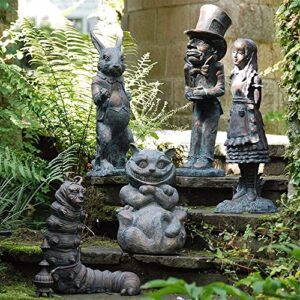 offel wonderland garden sculpture set alice in wonderland statues hand cast stone garden statue ornament for indoor outdoor garden patio lawn yard (complete set)