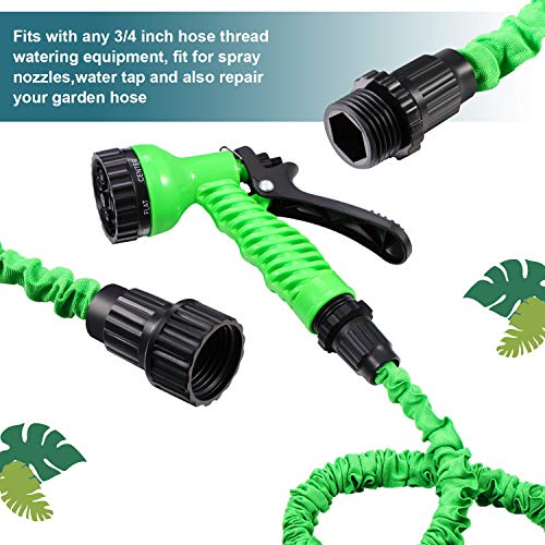 4 Sets Garden Expandable Hose Repair Kit Faucet Adapter Hose Female Male Connectors with 4 Pieces Hose Shut Off Valve and 8 Pieces 3/4 Inch Rubber Gaskets