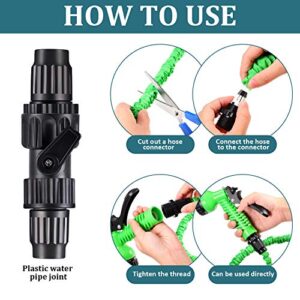 4 Sets Garden Expandable Hose Repair Kit Faucet Adapter Hose Female Male Connectors with 4 Pieces Hose Shut Off Valve and 8 Pieces 3/4 Inch Rubber Gaskets