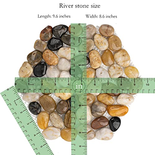 Qualdout River Rocks Stepping Stones Pavers Outdoor for Garden Walkway, Pebbles Polished Gravel for Yard Lawn Patio Pathway Landscaping, Set of 6 (Hexagon)