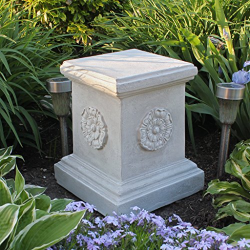 Design Toscano CL5194 English Rosette Sculptural Garden Plinth Base Statuary Pedestal, Large, antique stone