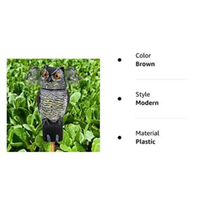 Owl Decoys to Scare Birds Squirrels Away,Owls to Frighten Birds 360 Degree Rotating Head,Plastic Owl Decoy to Scare Birds Away Deterrent,Garden Owls Bird Scare Devices for Indoor Outdoor Garden,Yard