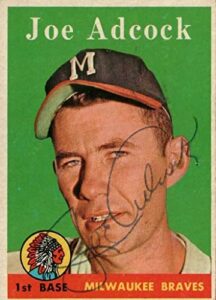 1958 topps joe adcock signed baseball card with jsa coa