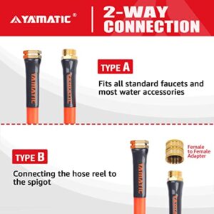 YAMATIC Female to Female Short Garden Hose 5/8 in x 5 ft, 2 in 1 Dual Use Heavy Duty Leader Hose with Solid Brass Connector, All-Weather Water Hose, Burst 600 PSI