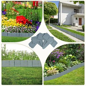 Garden Edging Border Landscape Edging Borders for Flower Beds，16 FT Imitation Stone Effect Garden Lawn Border No Dig Landscape Edging (Grey-20)