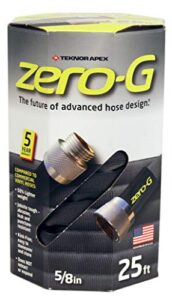 zero-g 25′ lightweight, ultra flexible, durable, kink-free garden hose, 5/8-inch by 50-feet (5/8″ x 50′, 2-pack) …